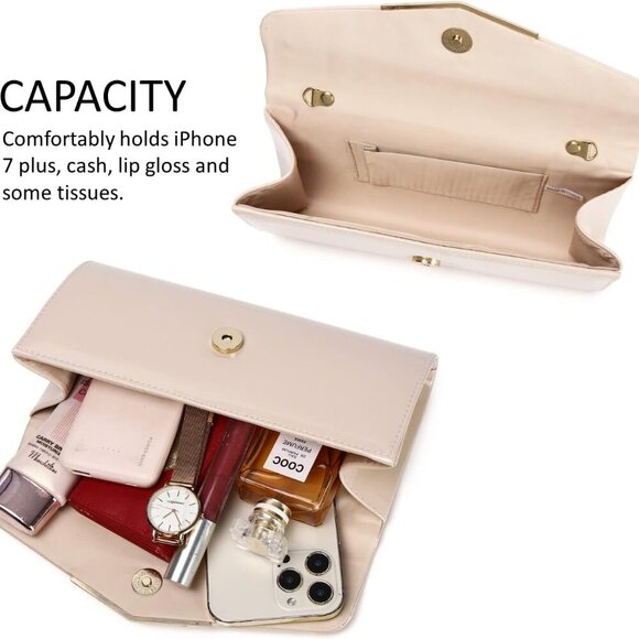 Patent Leather Envelope Clutch Womens Evening Handbag Stylish Crossbody Shoulder - Picture 6 of 7